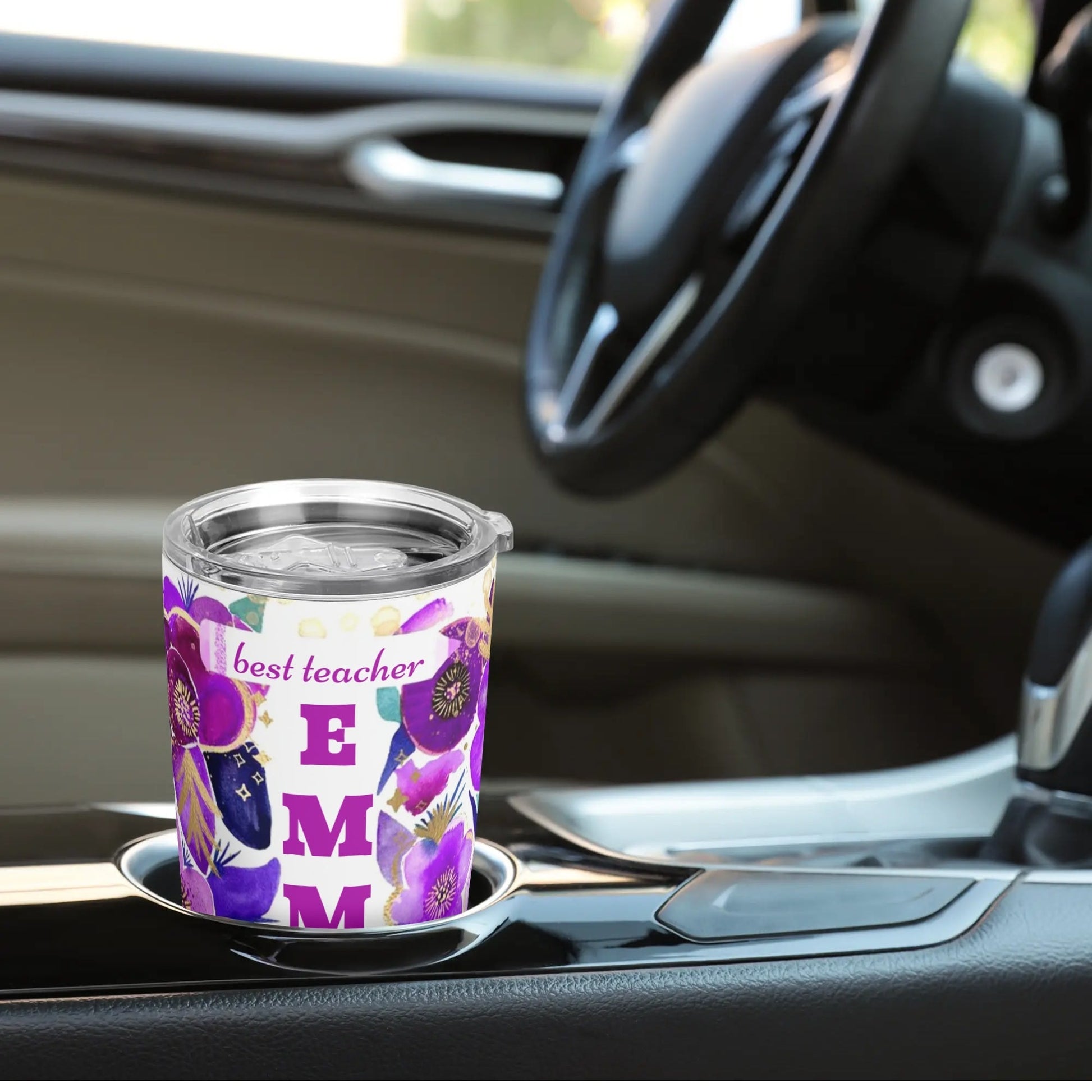 Personalized Teacher Tumbler | Custom Name Floral Gift Cup for Educators - De Krys