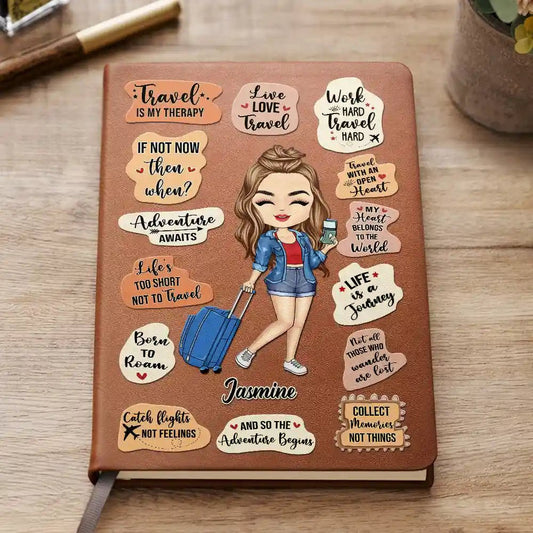 Personalized Travel Girl Journal – Custom Name Notebook - De Krys