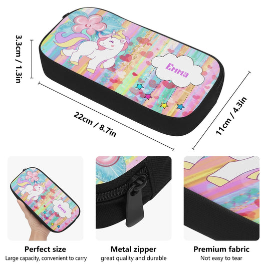 Personalized Unicorn Pencil Case for Kids | Custom Rainbow School Pouch | Name Zip Bag - De Krys