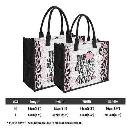 Pink Leopard Teacher Tote Bag with Custom Name | Personalized Pencil Design Gift - De Krys