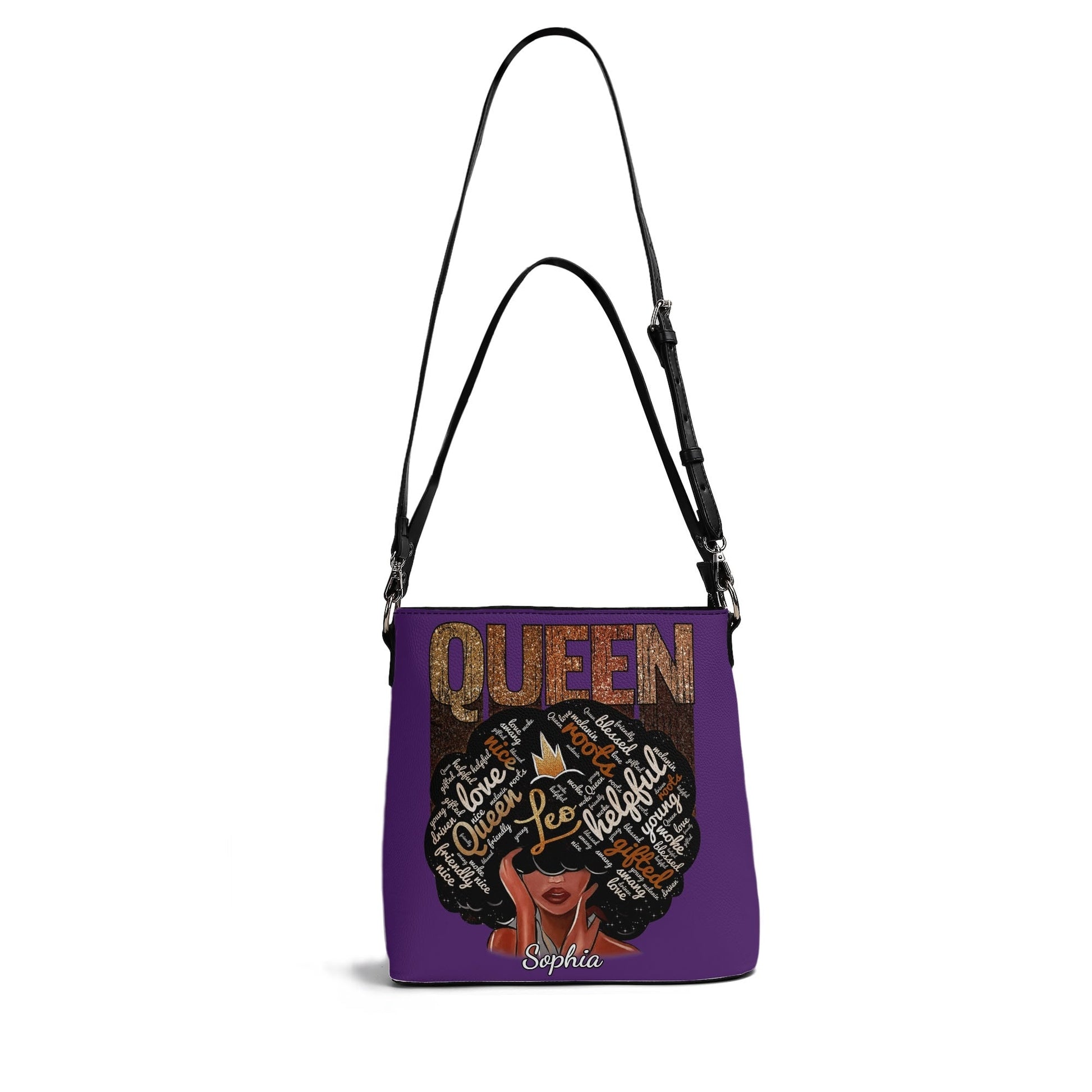 QUEEN Personalized Crossbody Bag 👑 Custom Name Afrocentric Purse - De Krys