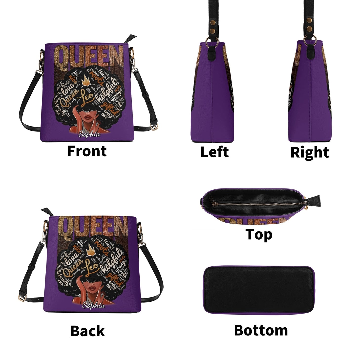 QUEEN Personalized Crossbody Bag 👑 Custom Name Afrocentric Purse - De Krys