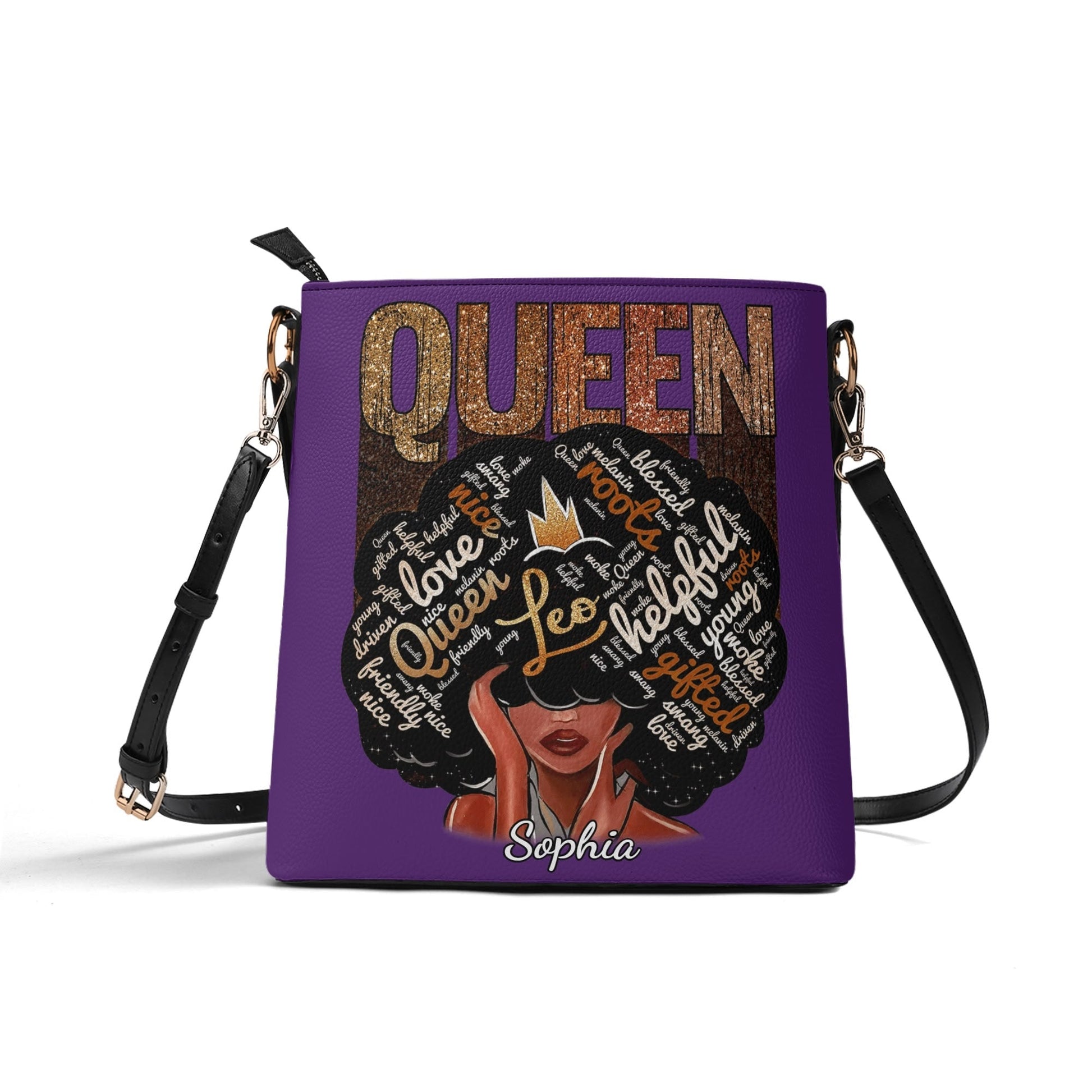 QUEEN Personalized Crossbody Bag 👑 Custom Name Afrocentric Purse - De Krys