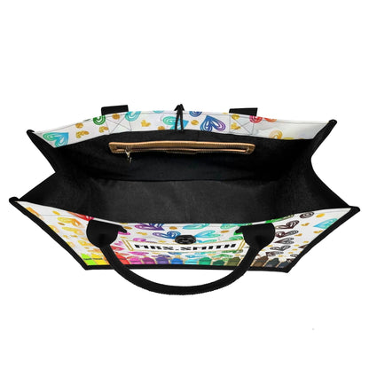 Rainbow Crayon Personalized Teacher Tote Bag | Heart & Glitter Gift - De Krys