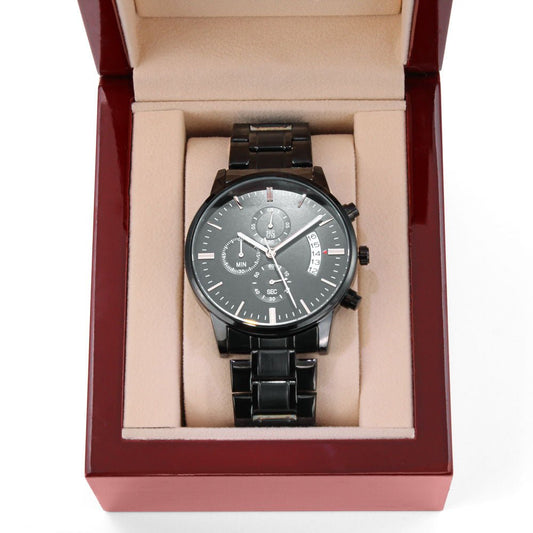 Sable Noir Black Chronograph Watch – Stainless Steel & Date Display - De Krys