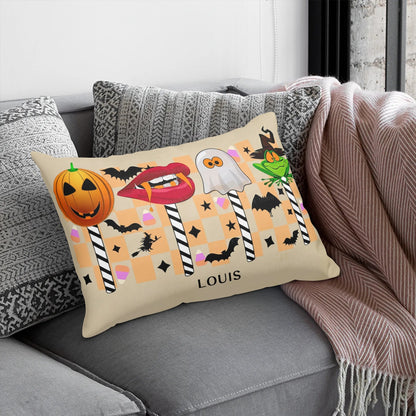 Spooky Chic Halloween Pillow Cover – Rectangular 30x20” Decor with Ghosts, Bats & Witches - De Krys