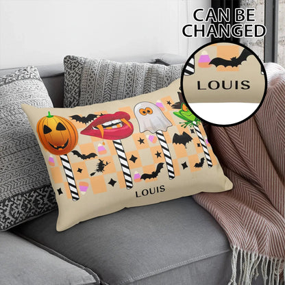 Spooky Chic Halloween Pillow Cover – Rectangular 30x20” Decor with Ghosts, Bats & Witches - De Krys