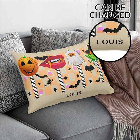 Spooky Chic Halloween Pillow Cover – Rectangular 30x20” Decor with Ghosts, Bats & Witches - De Krys