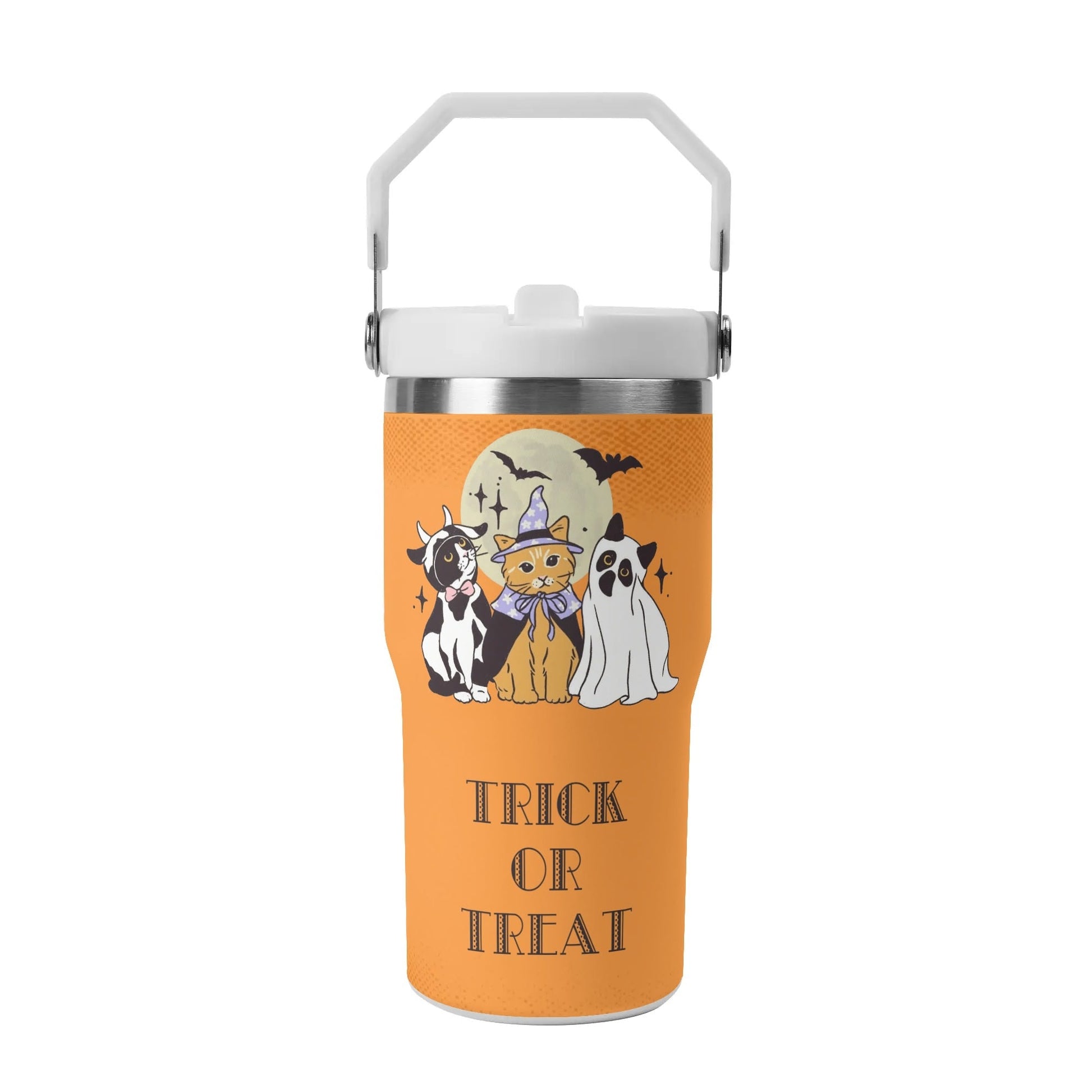 Trick or Treat Halloween Pet Tumbler – Custom 40oz Stainless Steel Travel Mug with Handle & Straw - De Krys
