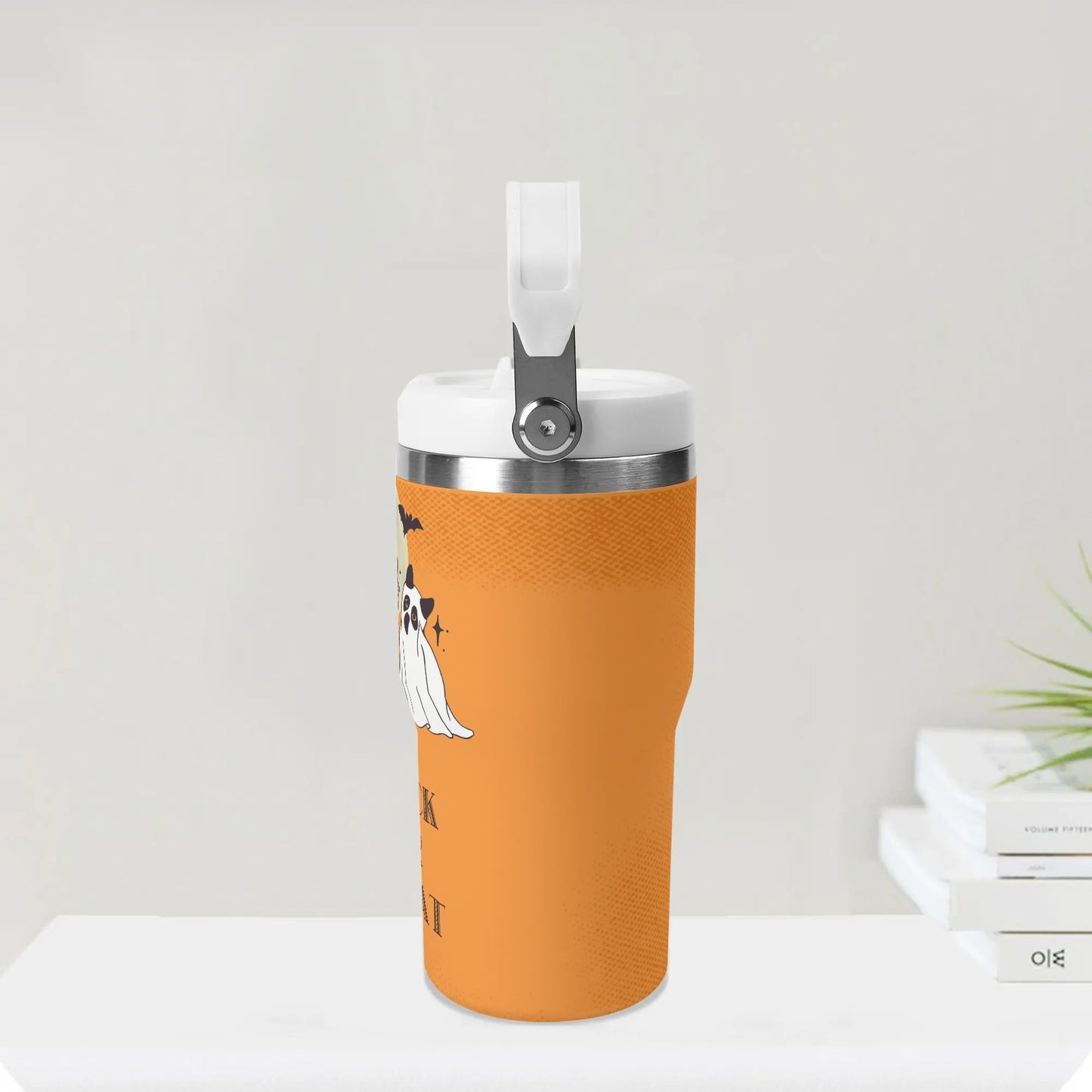 Trick or Treat Halloween Pet Tumbler – Custom 40oz Stainless Steel Travel Mug with Handle & Straw - De Krys