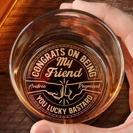 “You Lucky Man” Engraved Glass – Personalized Whiskey Gift for Him - De Krys
